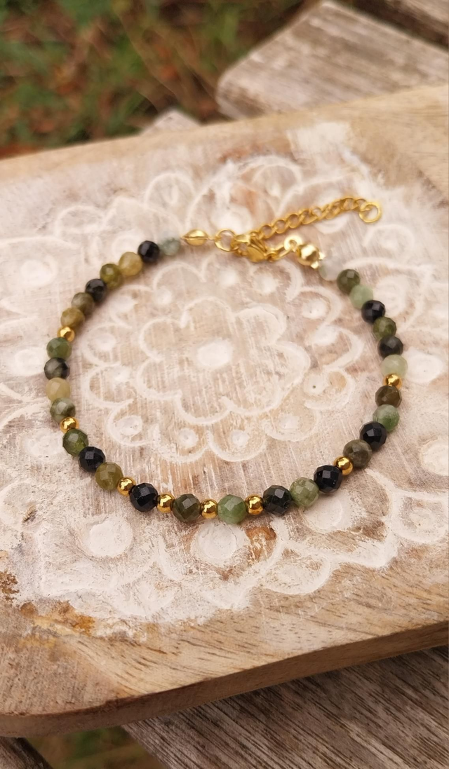 Bracelet Tourmaline verte facettée 
