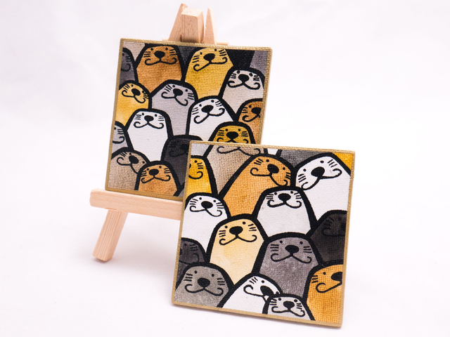 FOKI magnes kwadratowy kształt ręcznie malowany akwarela