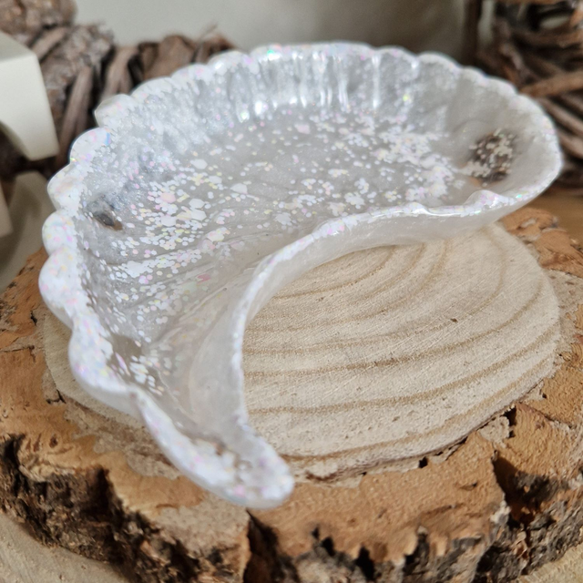 Angel Wing Trinket Tray - Sparkle White
