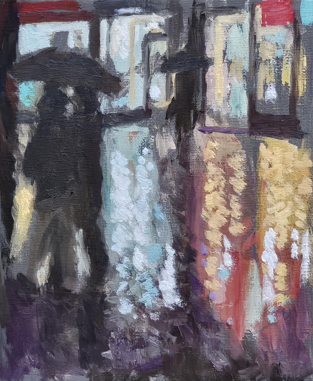 Les amoureux, 27x22cm. Huile sur toile. 