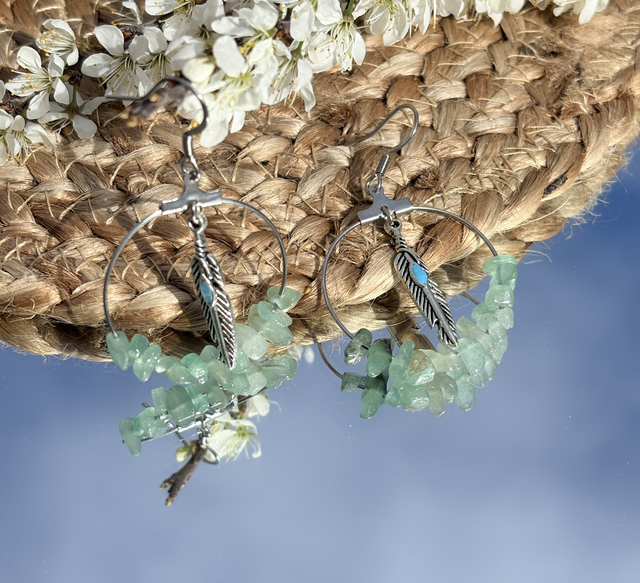 Boucles d’oreilles chips d’aventurine 