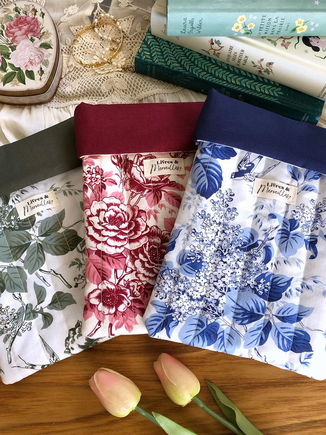 Pochette à livres en coton matelassé Philomèle - rouge