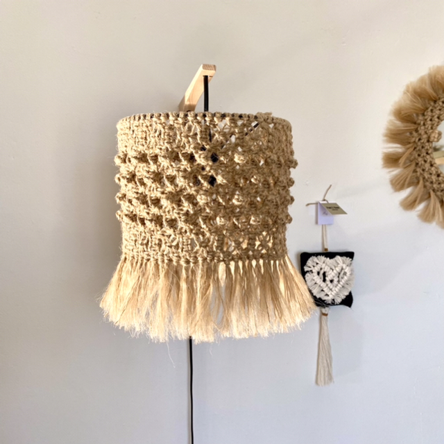 Suspension, lustre macramé en corde de jute