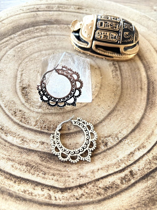 Boucles d'Oreilles Créoles Dentelle ajourée