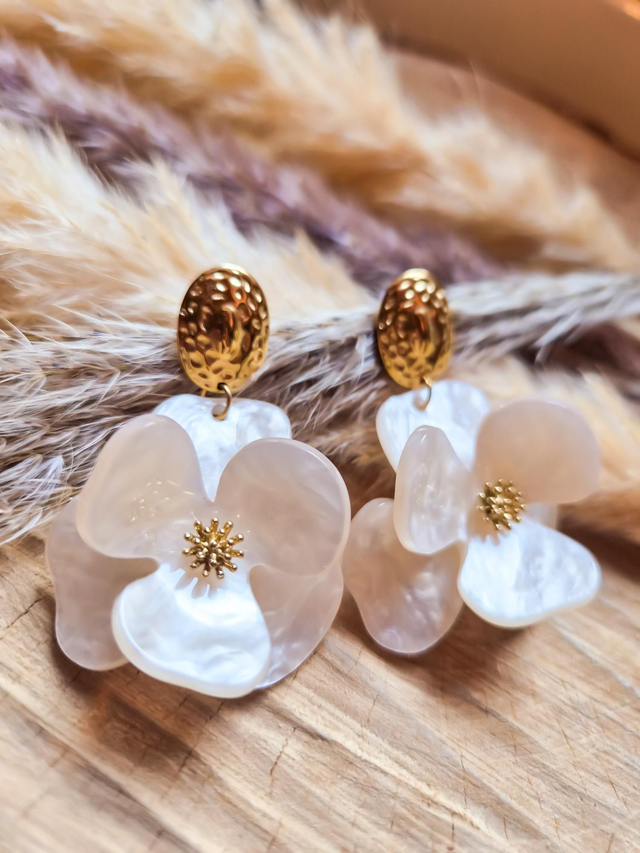 Boucles d'oreilles "Zara" - Modèle beige 