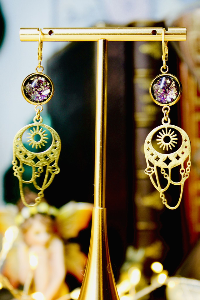 BO Dormeuses Danse des astres violettes - Collection Poussières d'Étoiles