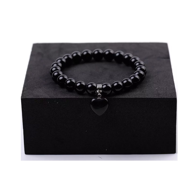 Bracelet cœur Obsidienne 8 mm