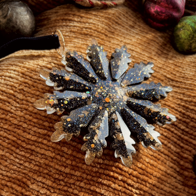 Snowflake Decoration Large - Navy and Gold