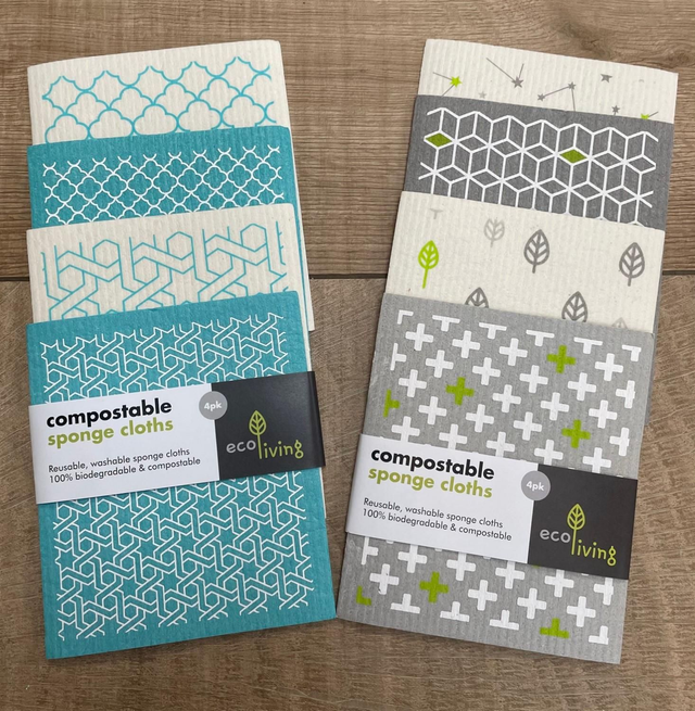 Compostable Sponge Cleaning Cloths Pack of 4