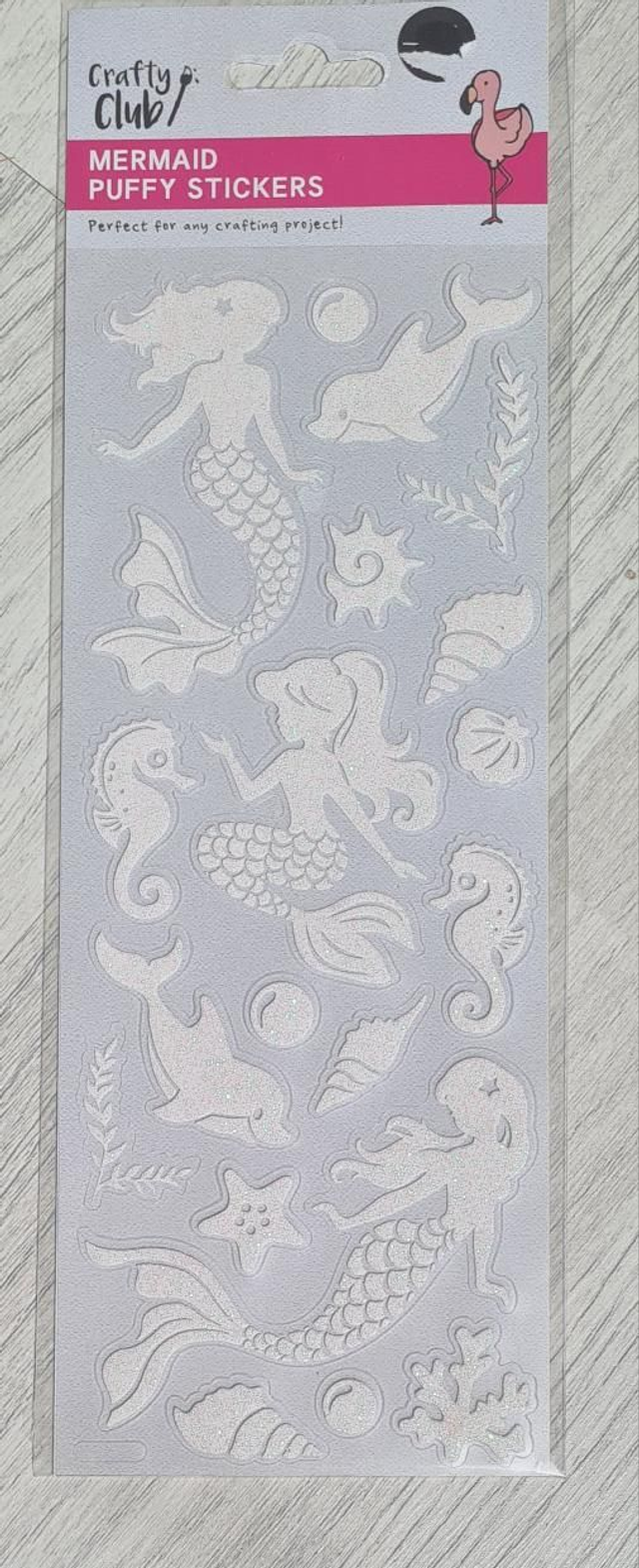 Stickers Mermaid Puffy Stickers White glitter