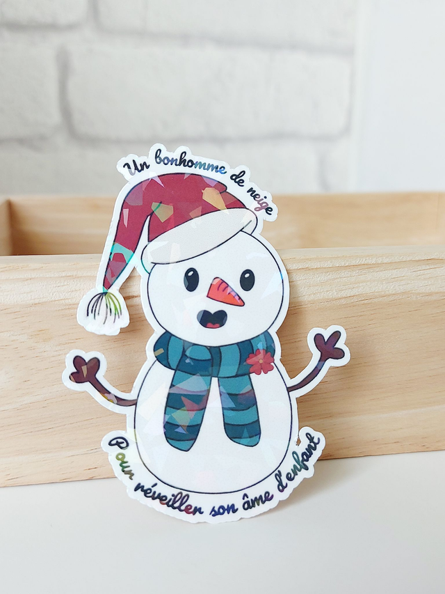 Stickers illustrés de Noël "Un bonhomme de neige"| Autocollants colorés à l’unité