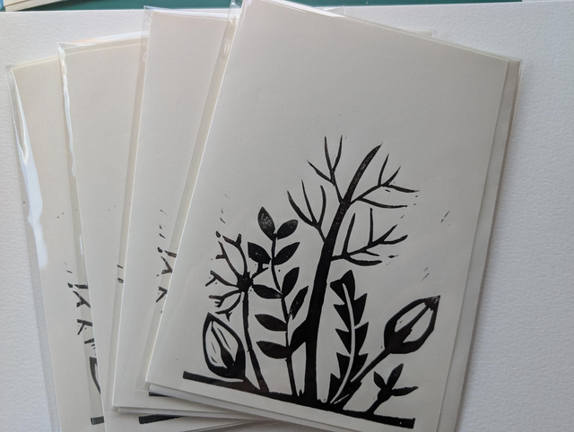 Black on Cream hand print card 