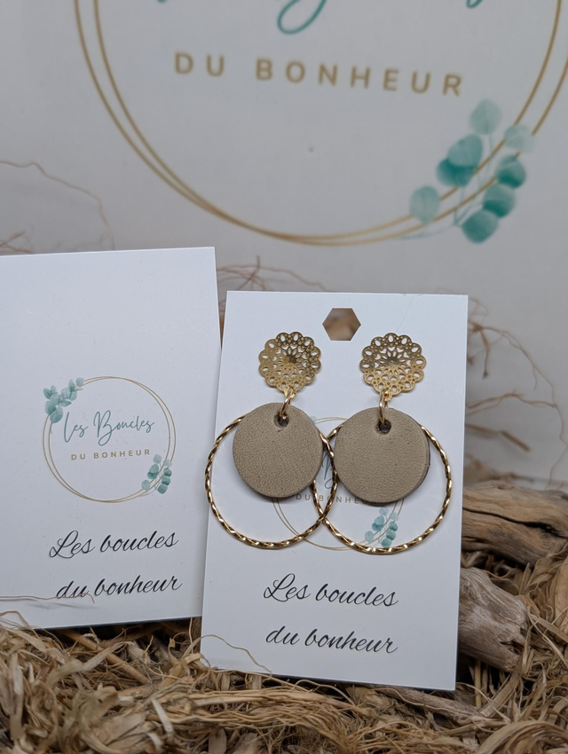 Boucles d'oreilles Moon beige ag140