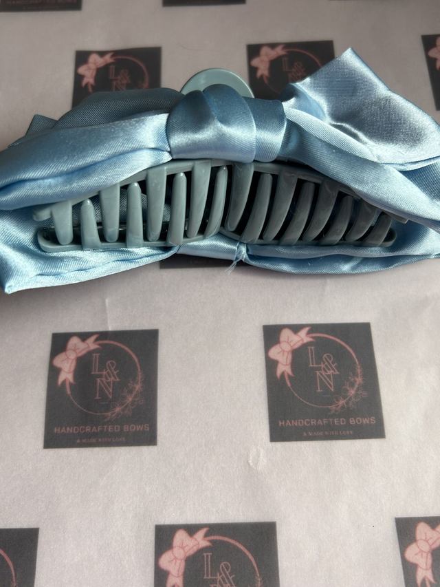 Baby Blue Satin Claw Clip