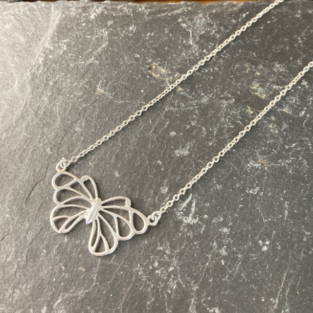 Butterfly Necklace with Openwork Sterling Silver Integral Pendant