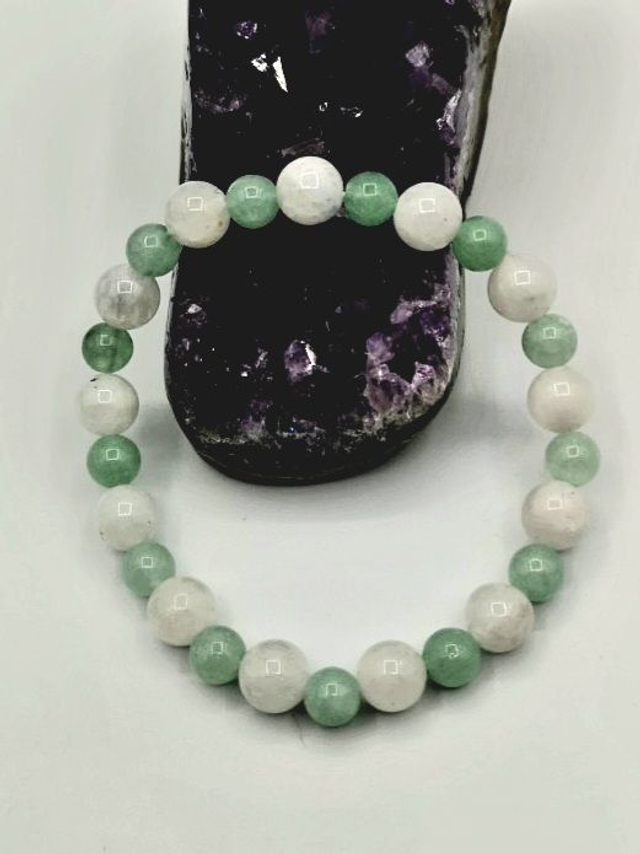 Bracelet Péristérite &amp; Aventurine Verte 8 mm
