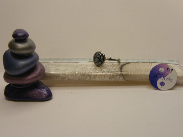 Cabochon Noir/Gris/Blanc nacré