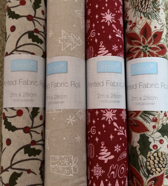 Fabric Rolls:  Printed: 2m x 28cm: 4 Designs available.