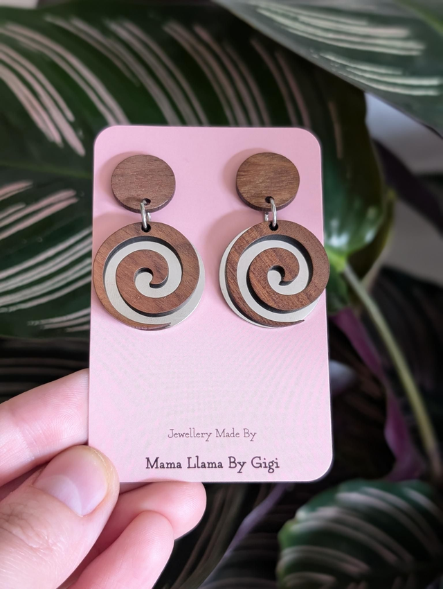 Elegant Spiral Wooden Earrings