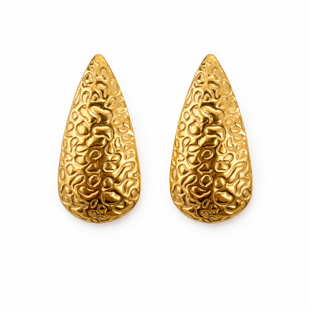 Pendientes acero dorado lágrima animal print 