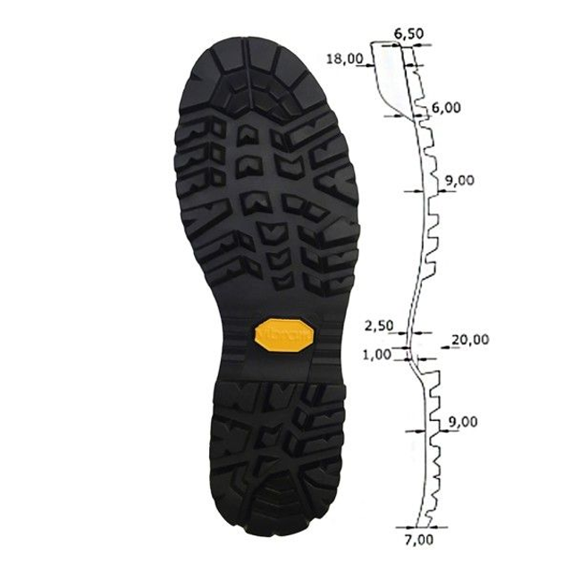 Vibram 1202 Foura Sole Unit. The most widely sold Vibram rubber trekking sole.