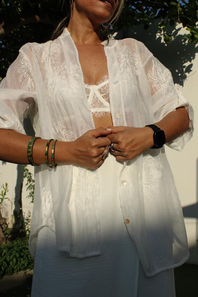 Camisa Bordados Blanca