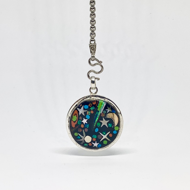 Pendentif Galaxy NOCTURE INDIEN argent massif et pierres naturelles 