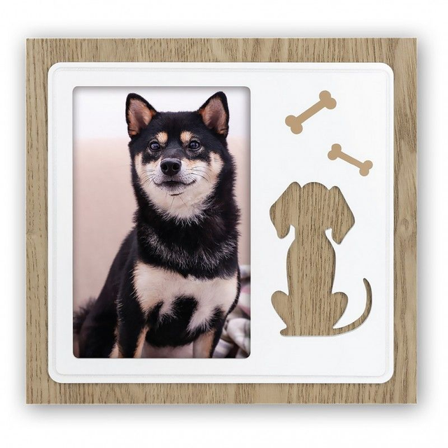 CADRE BOIS CHIEN PEGGY VERTICAL AVEC PHOTO PERSONNALISEE FORMAT 10x15