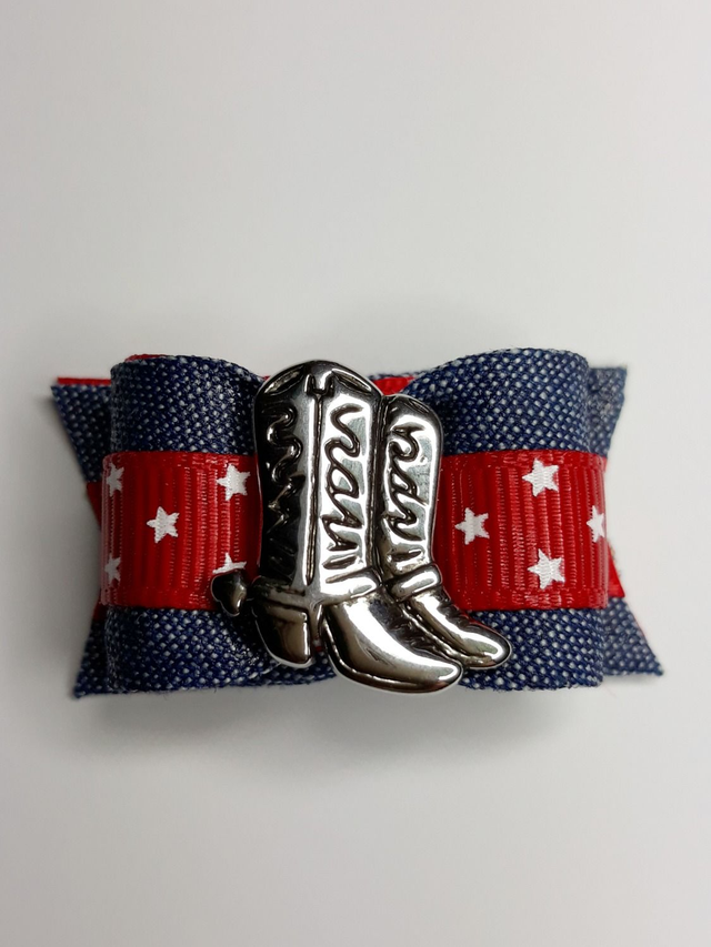 Noeud pour chien fantaisie-country-bottes western