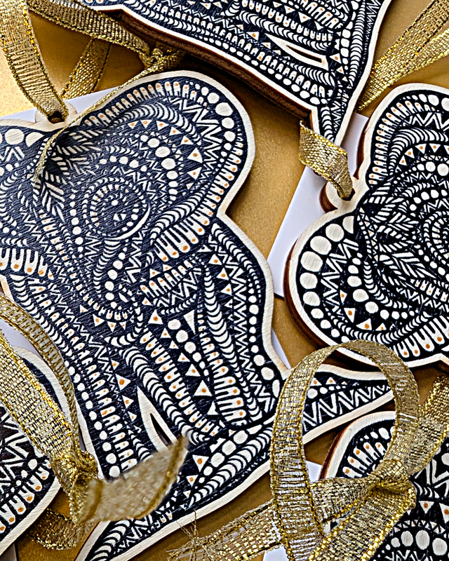 Baby Elephant Hanging Decoration – Eco-Friendly Wooden Ornament