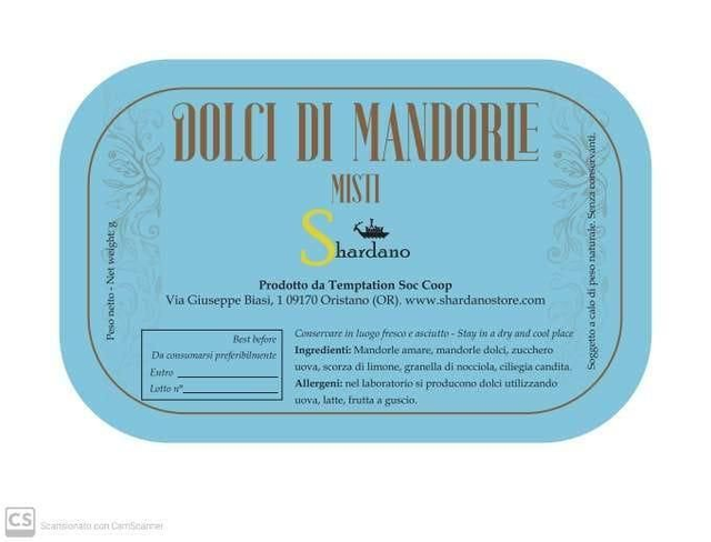 dolci misti di mandorla  oro di  Shardano made in Shardano 100%  0,400 gr