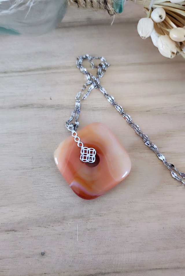 Pendentif Agate de Botswana orange