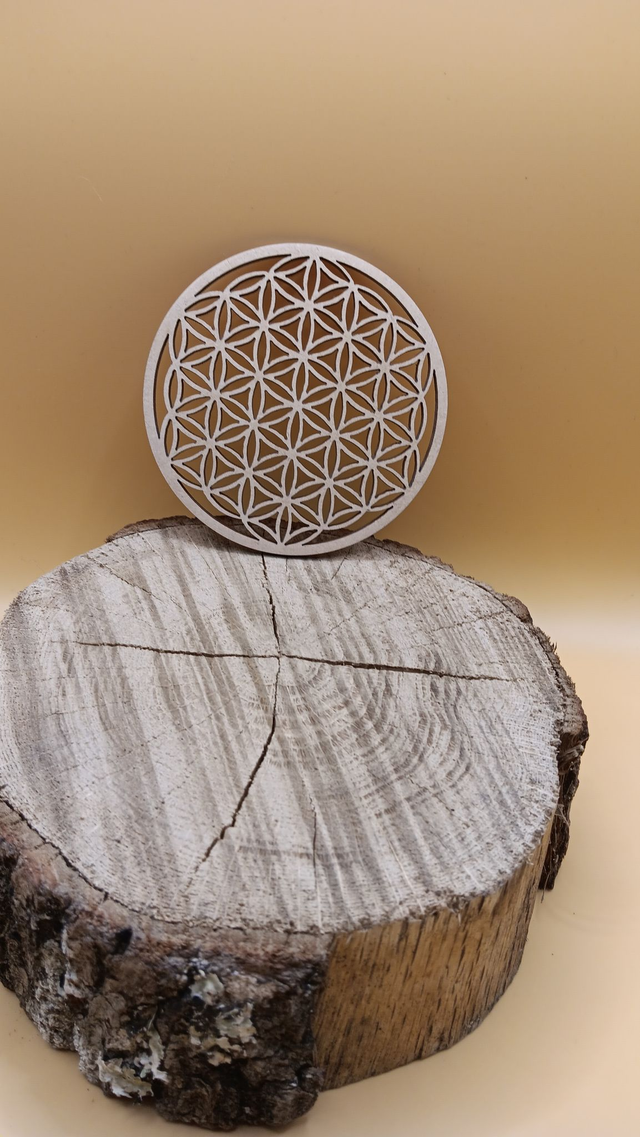 Plaque Fleur de vie sculptée 10 cm