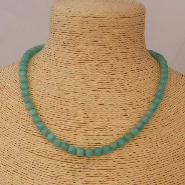 Amazonite / Collier de Perles en 6 mm / Boules en Pierres Naturelles Rondes et Polies