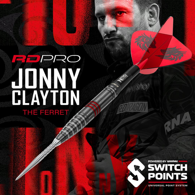 Red Dragon Steeldarts Jonny Clayton RD-Pro Switch Point 90% Tungsten