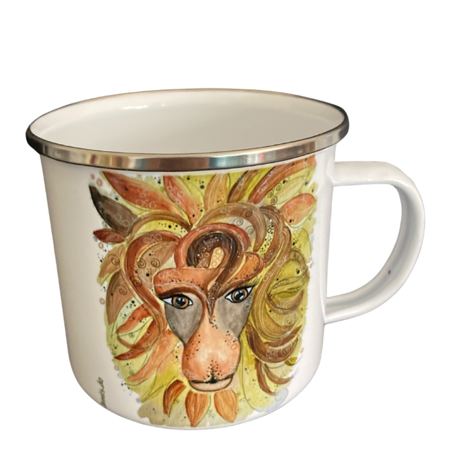 Emailletasse "Löwe"