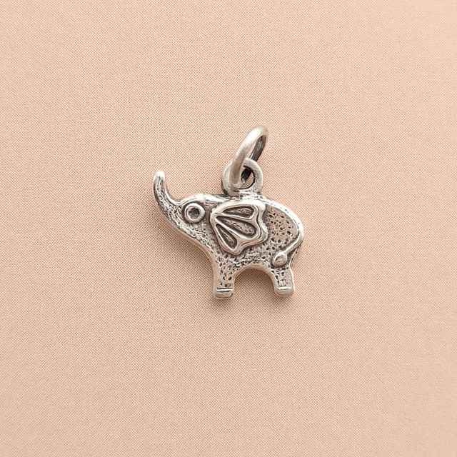 Sterling Silver Elephant necklace  - Tiny Silver Elephant Charm - Handmade Silver Elephant Pendant