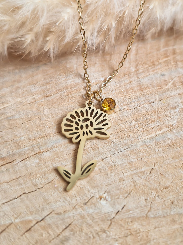 Collier "Fleur de Naissance" – Novembre : Chrysanthème 
