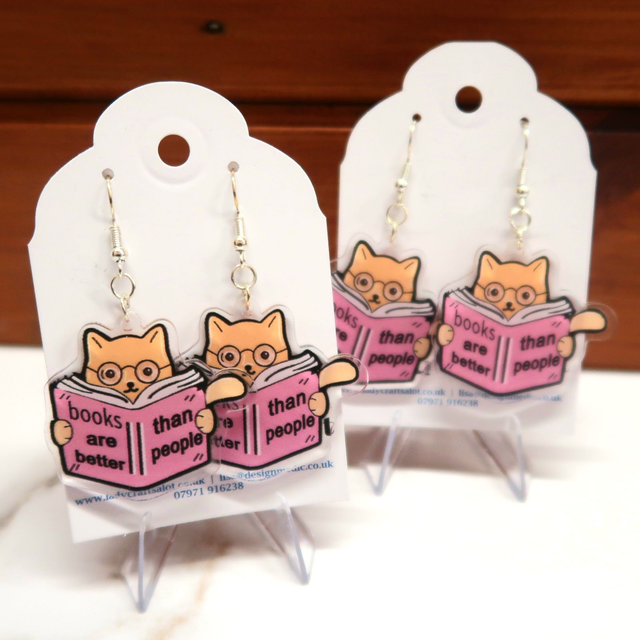 Reading Cat Earrings