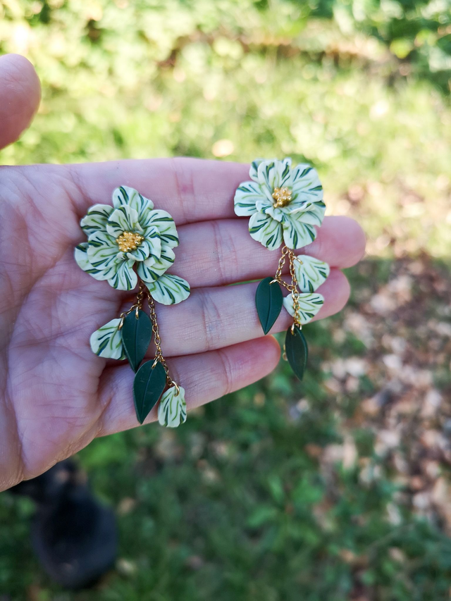 Collection Florale Fougère des Bois- Boucles d'oreilles Jasmine