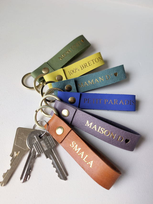 Porte-clés plié personnalisé RECTANGLE rivet 