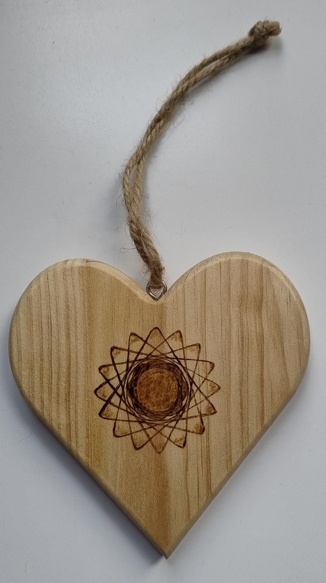 Large hanging heart with geometric design