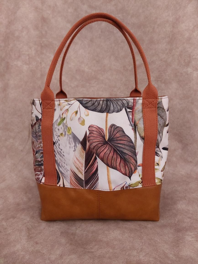 Sac cabas en cuir et tissu