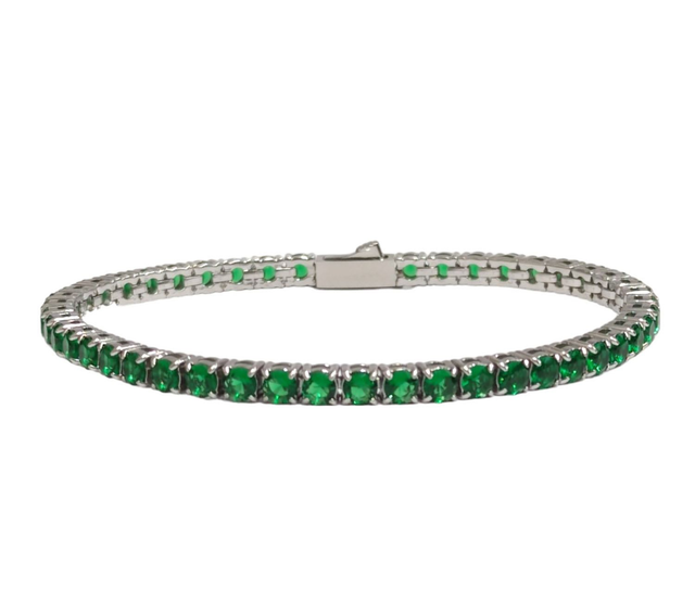  bracciale tennis in acciaio L316 anallergico con zirconi colorati mm4 regalo uomo donna disponibili in diverse Misure verde