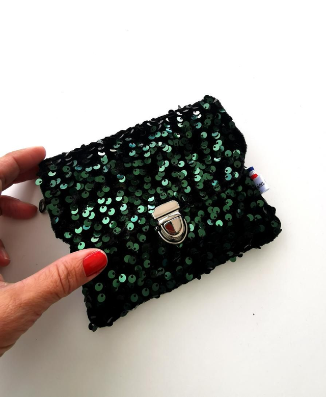 Portefeuille JIMMY sequin vert/argent 