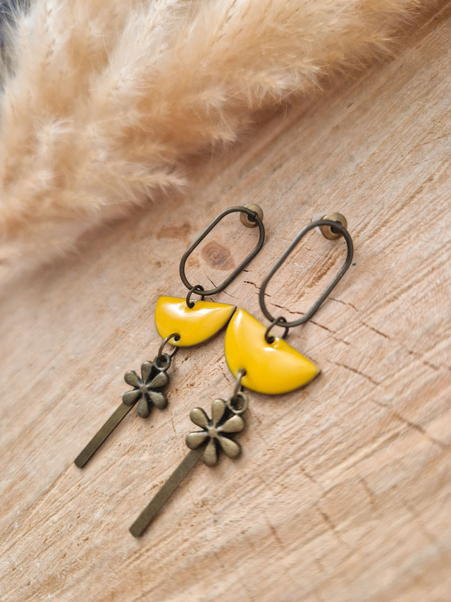 Boucles d'oreilles "Gaby" - Modèle bronze et jaune foncé