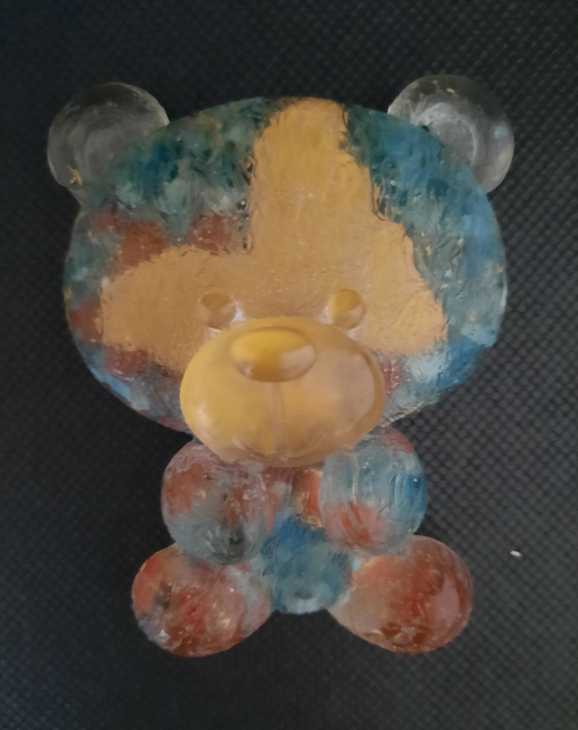 Ourson Apatite bleue / Jaspe rouge