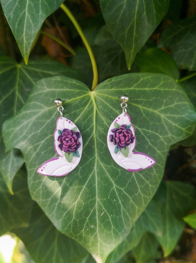 Collection Florale Prune du Jardin - Boucles d&#039;oreilles Amandine