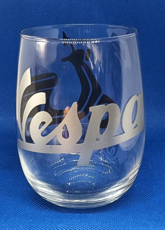 Custom Design Vinyl Silver &amp; Black Vespa Scooter 13oz Glass.
