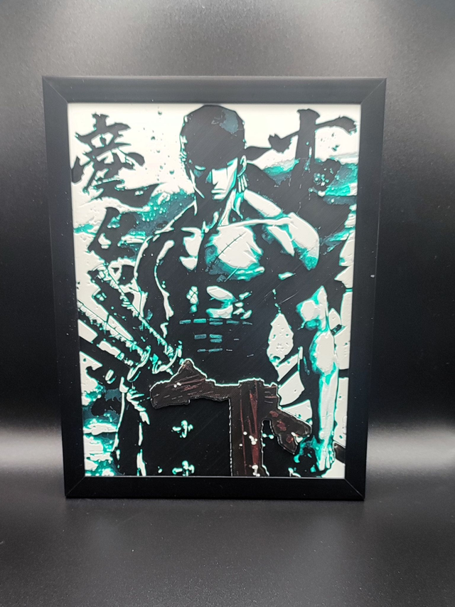 Cadre décoratif 3D personnalisé – 15×20 cm - Manga Style OnePiece Zoro Samourai Pirate Sabre